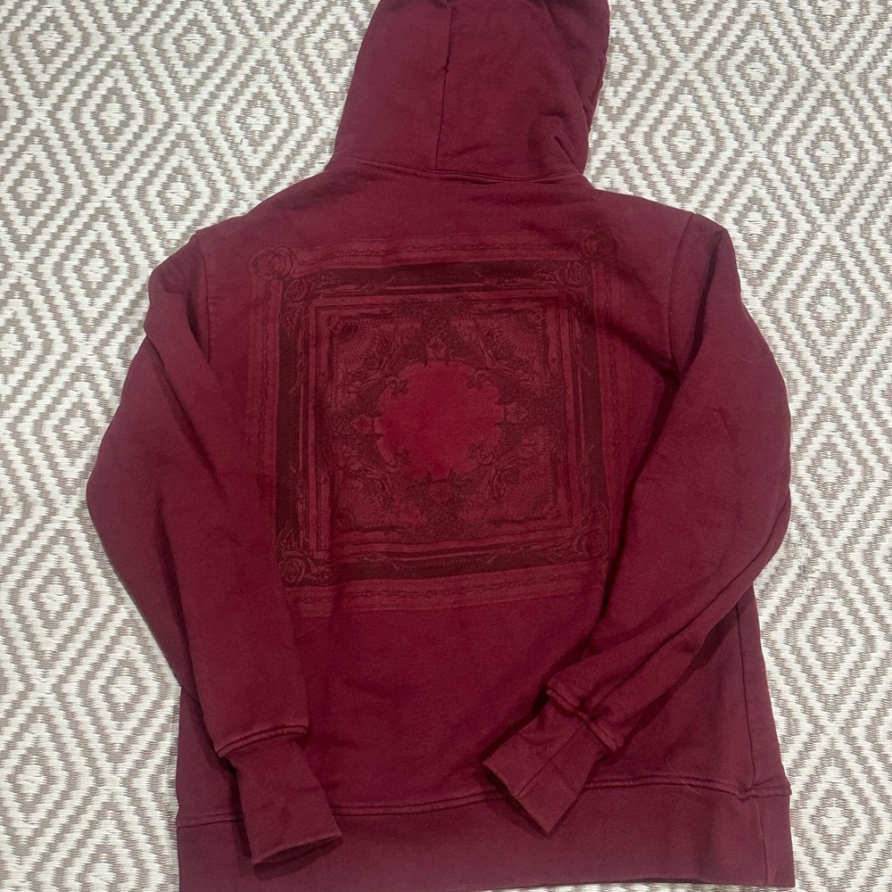 Born X Raised Embroidered Hood Bandana Burgundy Hoodie Size Small